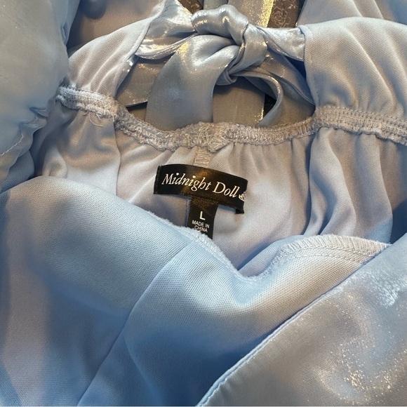 Midnight Doll Dress Blue Pastel Open Back with Bows Prom Wedding Easter Size L - Picture 10 of 15